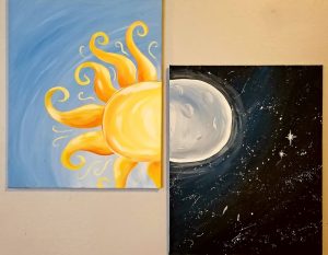 Double Canvas Date Night at Creative Spirits - Sun and Moon