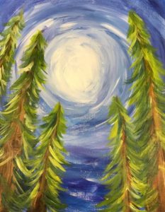 Painting Class with Creative Spirits and Annex Cocktail Lounge - Pines in the Moonlight