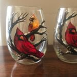 Wine Glass Painting - Holiday Cardinals